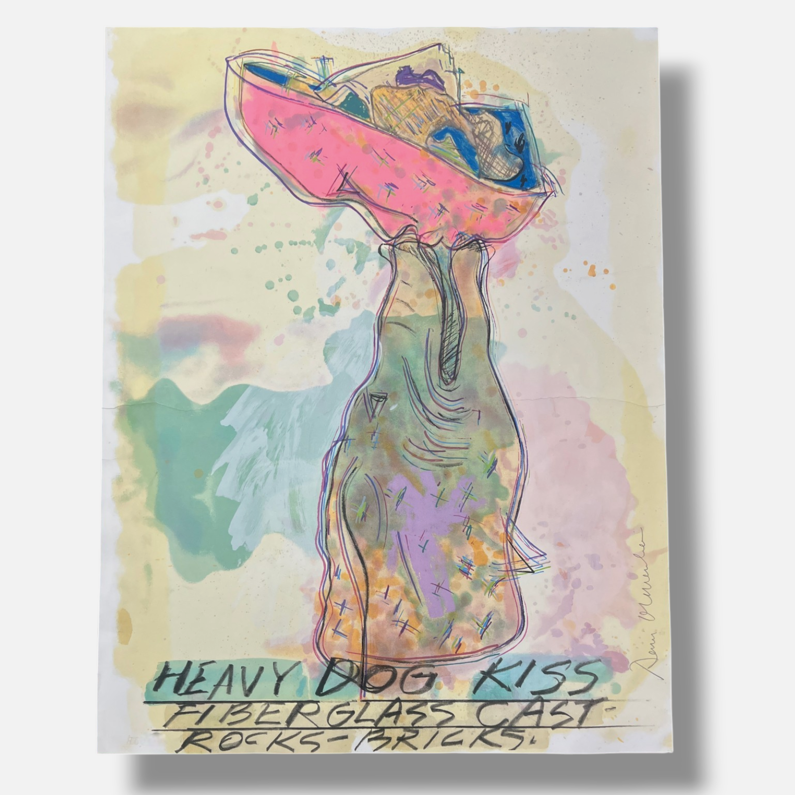 Dennis Oppenheim "Heavy Dog Kiss" 2001 Limited Signed Fine Wall Art Print