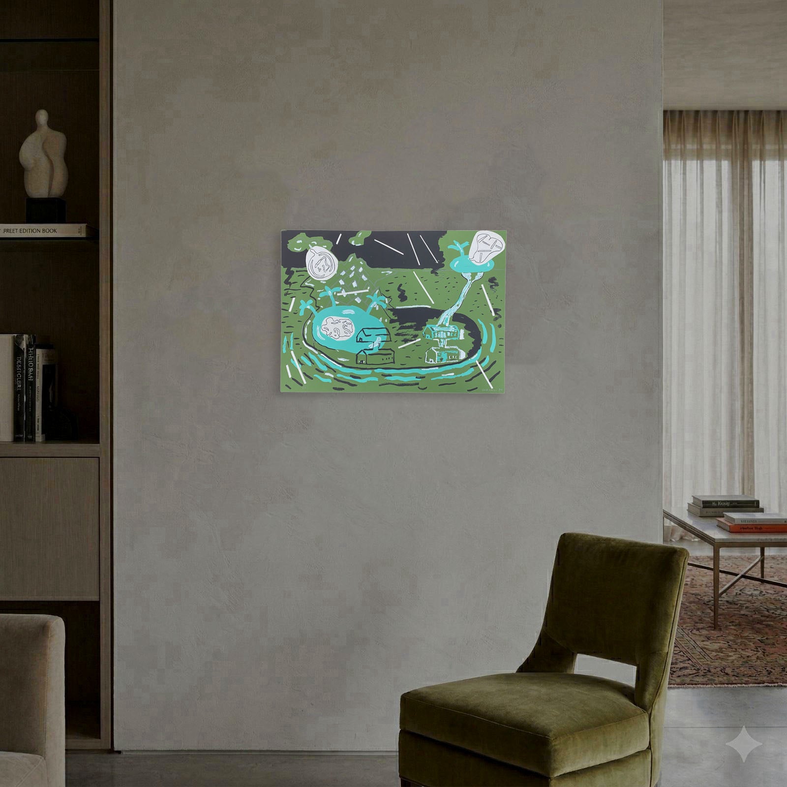 Luis Gordillo "Paisaje" 1985 P.A., Fine Wall Art Print | 53 x 38 cm