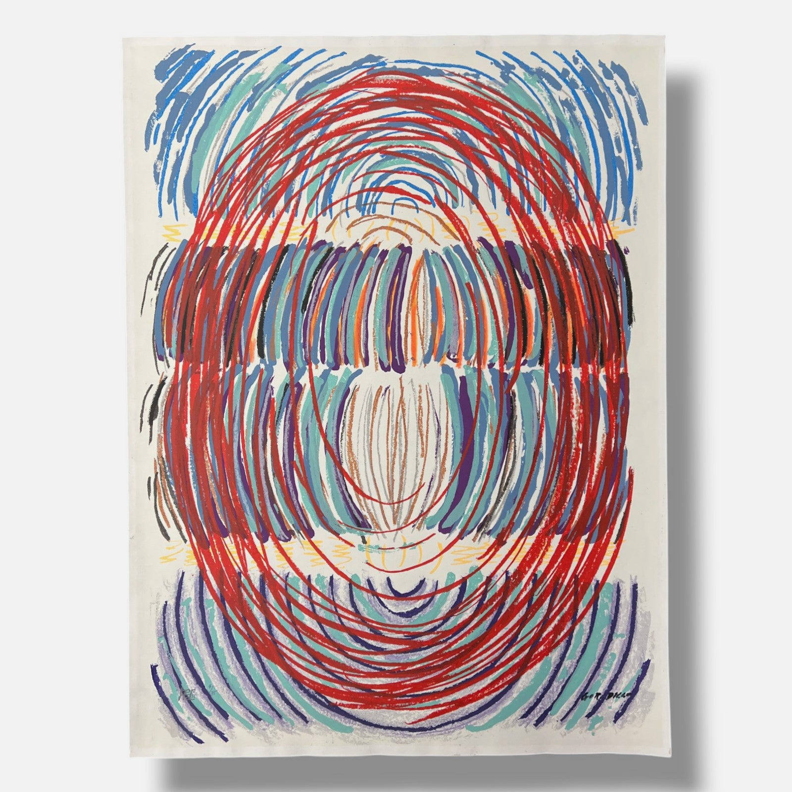 Luis Gordillo "Anitcosa Con Corazon Rojo" 2001 Limited Signed Wall Art, 76x54 cm
