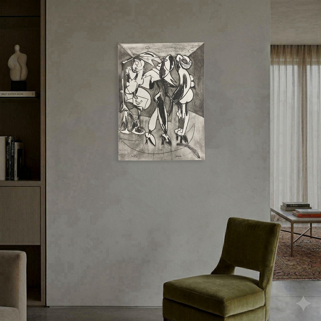 Juan Antonio Galea Barjola "Personajes Con Tacones" P.A. Limited Signed Wall Art