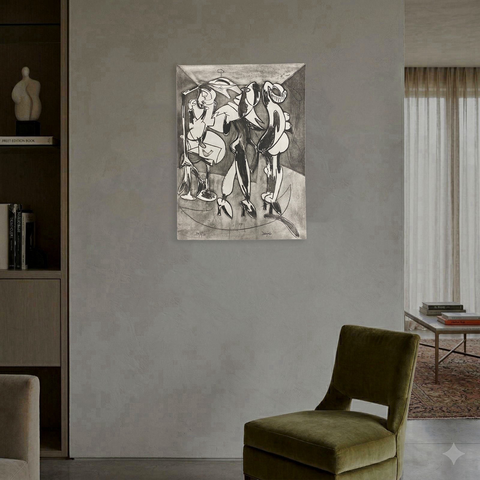 Juan Antonio Galea Barjola "Personajes Con Tacones" P.A. Limited Signed Wall Art