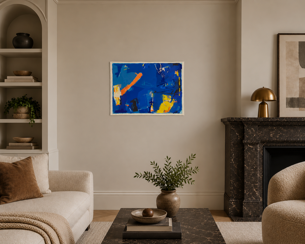 Joaquín Capa Eiriz "Espacio Azul" /75 1999 Limited Signed Fine Wall Art 54Lx73W