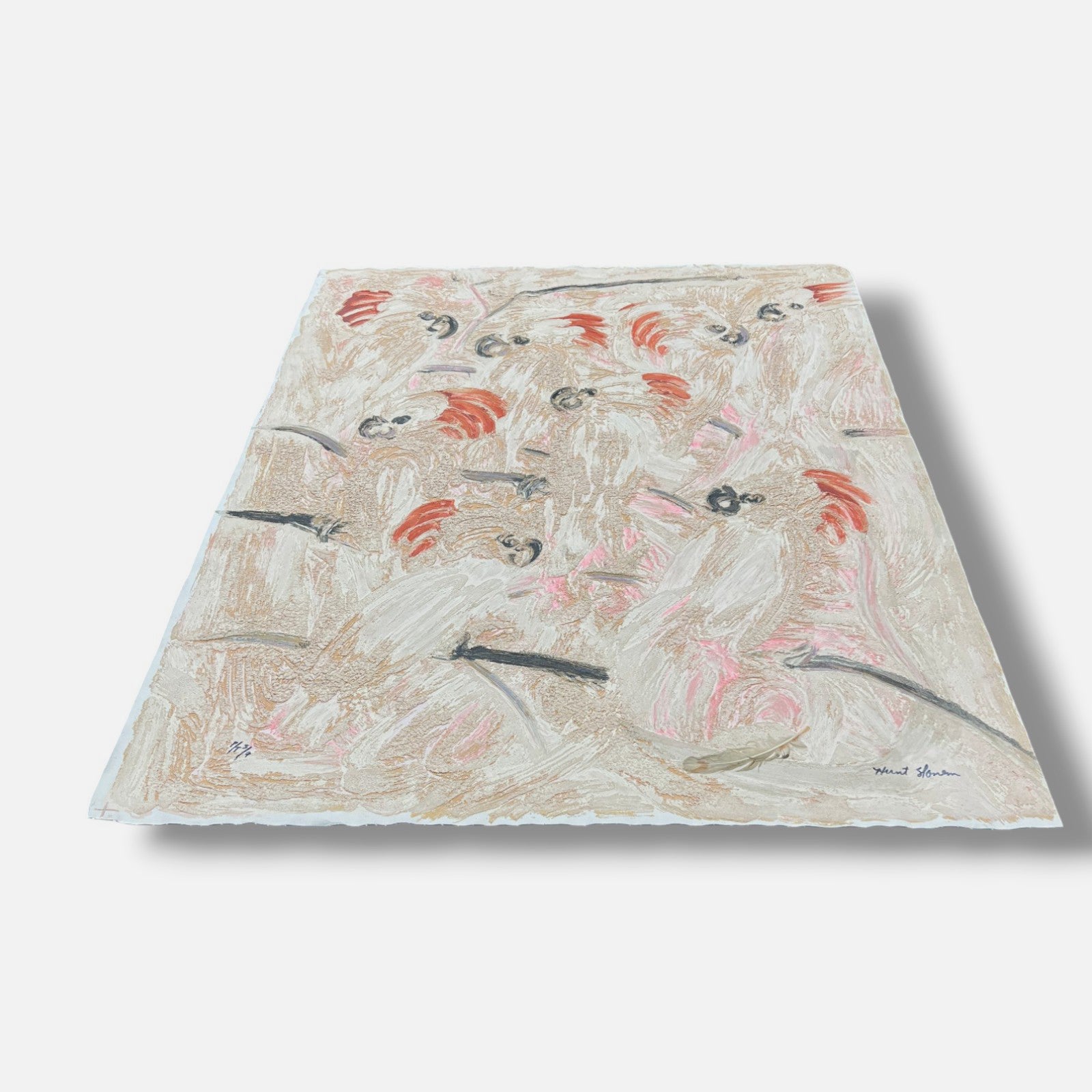 Hunt Slonem "Cockatoos" P.T. 2001 Limited Signed Wall Art, 109 x 87 cm