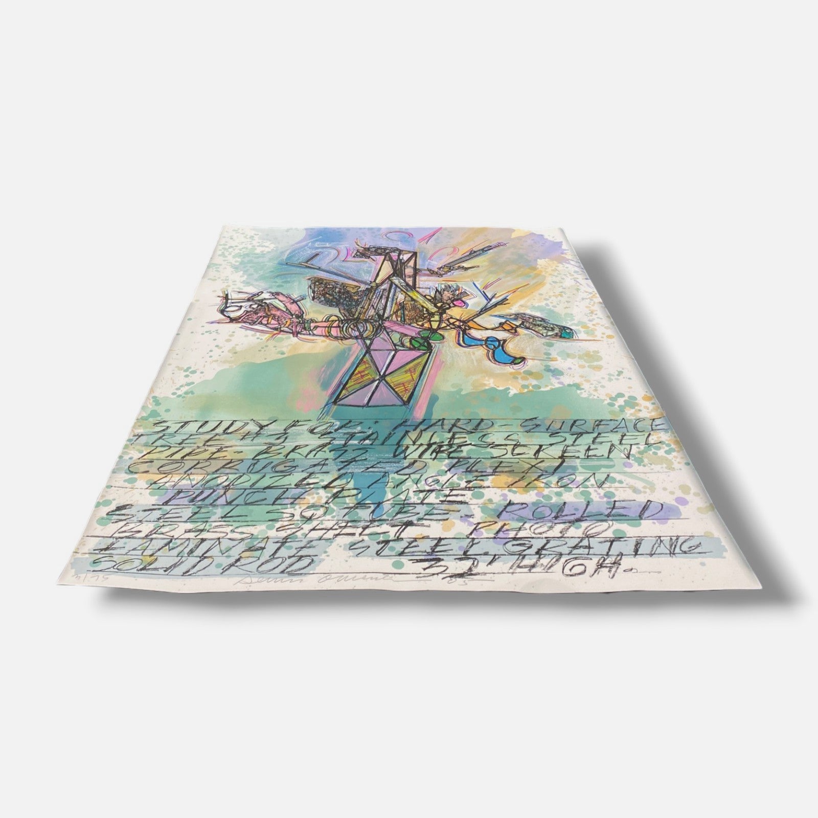 Dennis Oppenheim Study for Hard Surface Tree #3 2005 Signed Fine Wall Art 44 x60