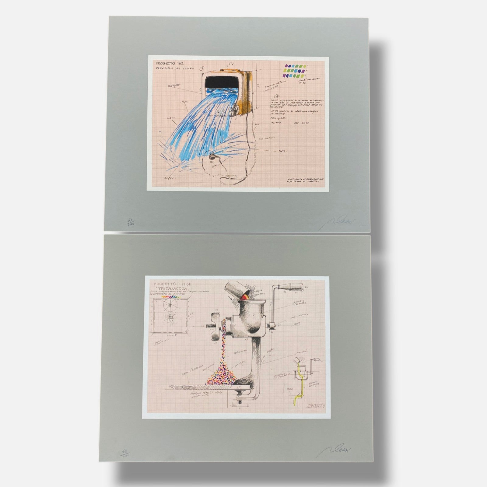 Fabrizio Plessi "Rapporto Sull' Acqua" 1974 Fine Wall Art 12-Piece Set
