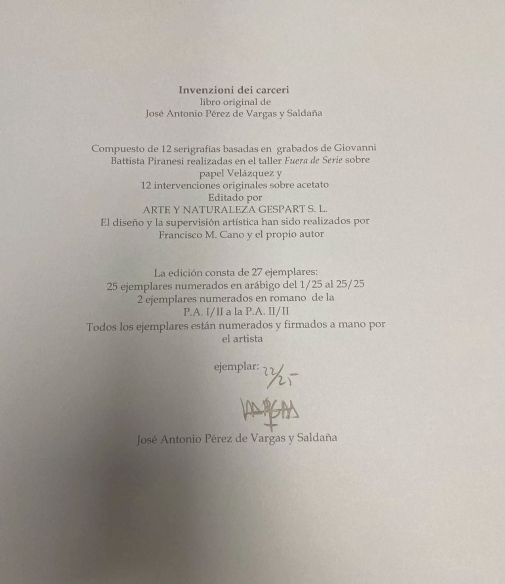 José Antonio Pérez de Vargas y Saldaña "Invenzioni Dei Carceri" Fine Art Book