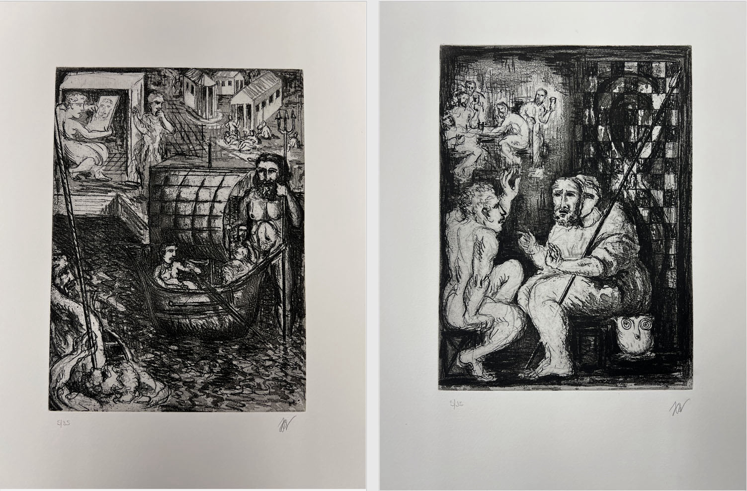 Guillermo Pérez Villalta "La Odisea" Limited Signed Art Print Set, 80 x 40 cm.