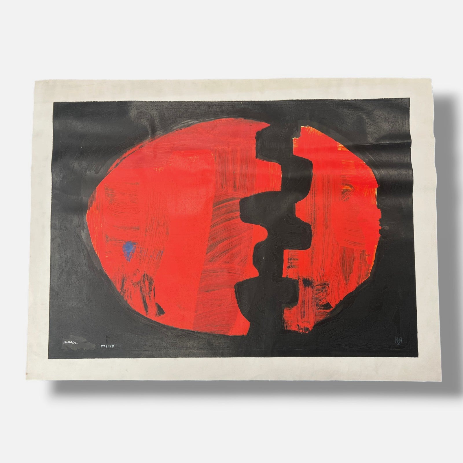 Agustín Ibarrola "Esfera Roja" P.T. 2001 Limited Signed Wall Art | 84 x 112 cm