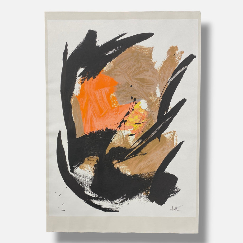Jean Miotte "Mancha Naranja Central" H.C. Limited Signed Wall Art | 95 x 65 cm