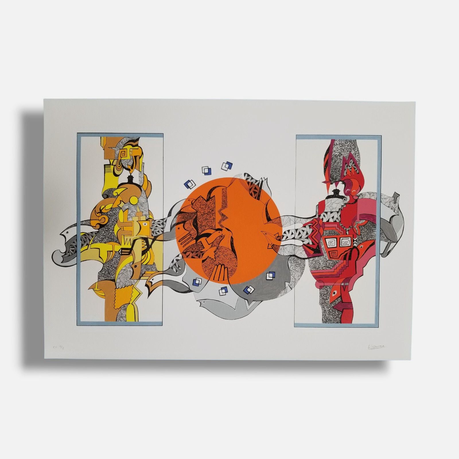 Luis Arias Vera "Silencio Y Cosmos (Naranja)" 2003 P.T. Limited Signed Wall Art